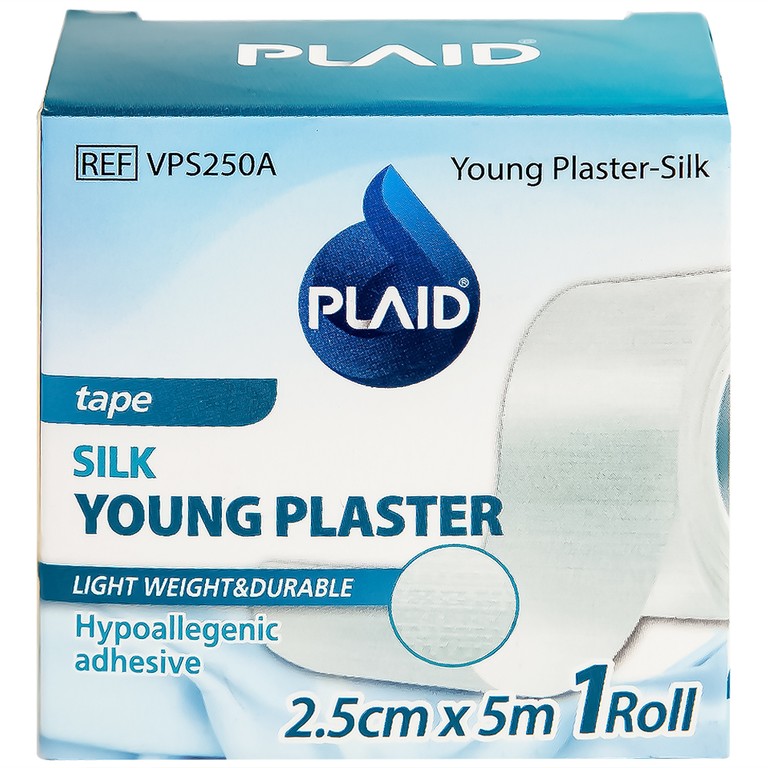 Băng keo cuộn lụa Young Plaster-Silk 2.5cm x 5m Young Chemical cố định ống truyền dẫn, dán lên gạc cố định vết thương (1 cuộn)