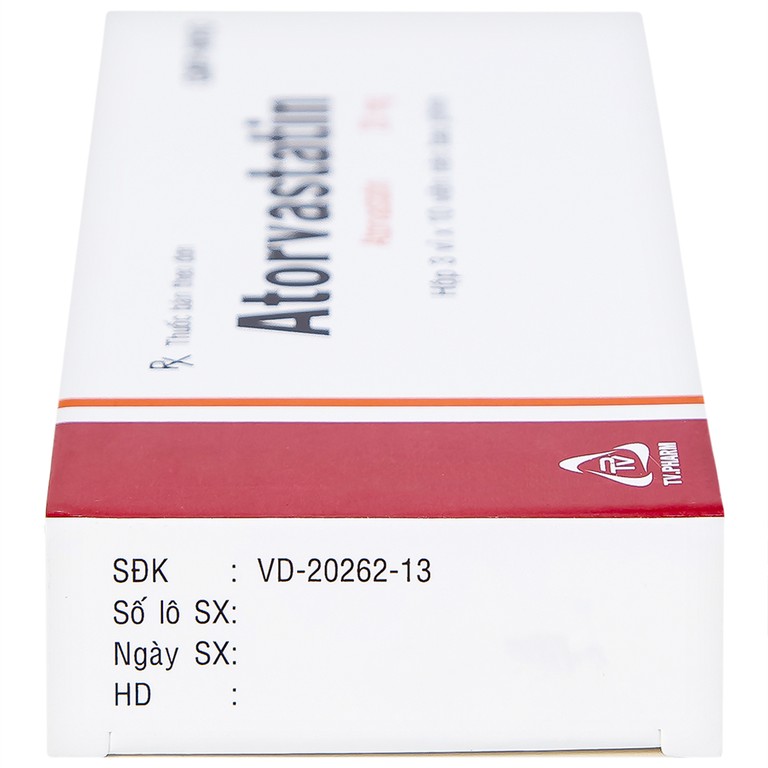 Thuốc Atorvastatin 20mg TV.Pharm điều trị tăng cholesterol máu, dự phòng tiên phát biến cố mạch vành (3 vỉ x 10 viên)