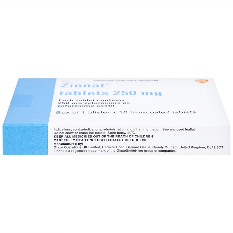 Thuốc Zinnat 250mg GSK điều trị nhiễm khuẩn (1 vỉ x 10 viên)
