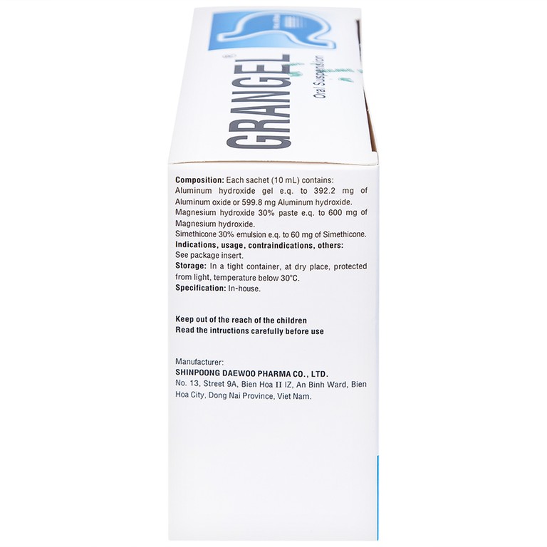 Hỗn dịch uống Grangel Shinpoong Deawoo điều trị viêm loét dạ dày - tá tràng cấp, mạn tính (20 gói)