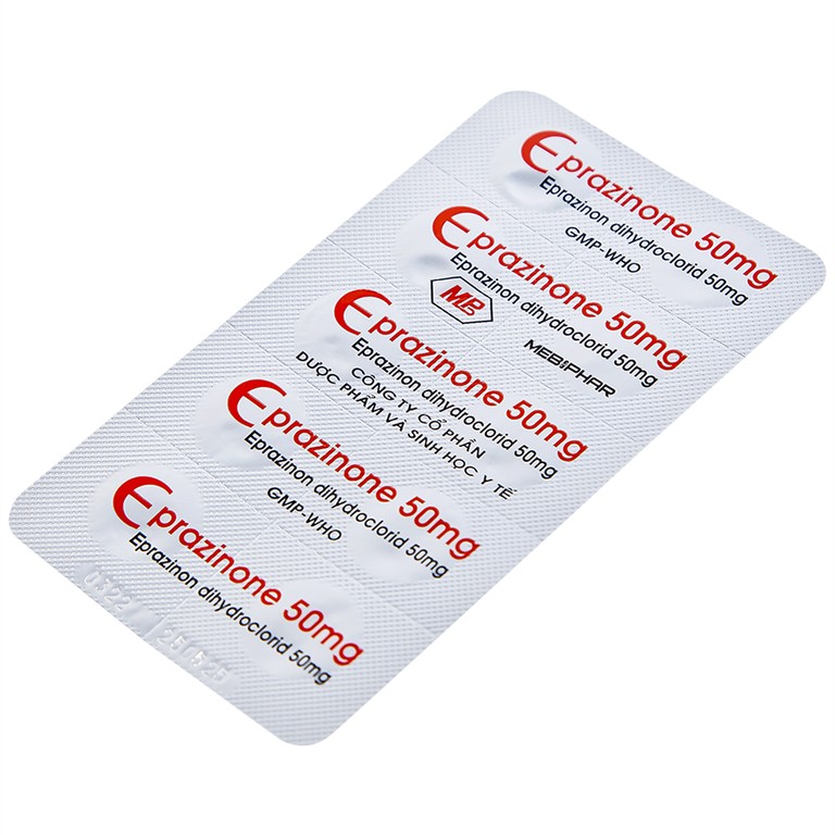 Thuốc Eprazinone 50mg Mebiphar điều trị viêm phế quản, suy hô hấp mạn tính (30 viên)