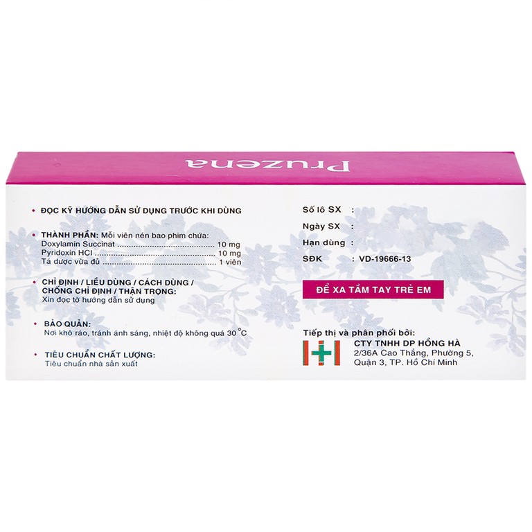 Thuốc Pruzena Davipharm điều trị buồn nôn và nôn mửa trong thai kỳ (3 vỉ x 10 viên)