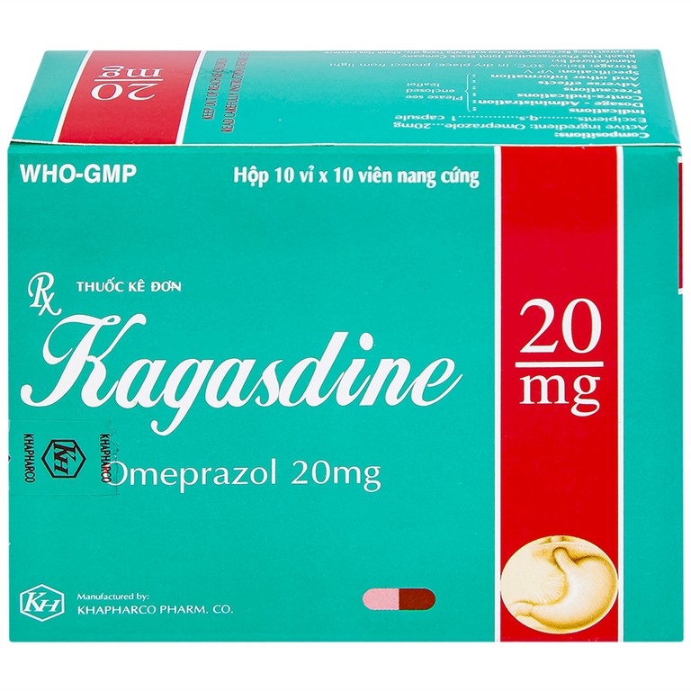 Viên nang Kagasdine 20mg Khapharco điều trị loét dạ dày, tá tràng (10 vỉ x 10 viên)