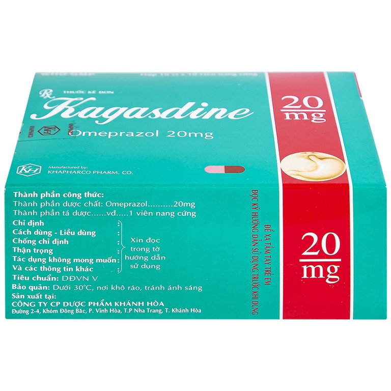 Viên nang Kagasdine 20mg Khapharco điều trị loét dạ dày, tá tràng (10 vỉ x 10 viên)