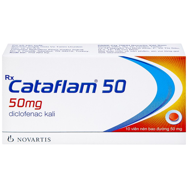 Thuốc Cataflam 50 Novartis điều trị đau sau chấn thương, viêm và sưng do bong gân (1 vỉ x 10 viên)