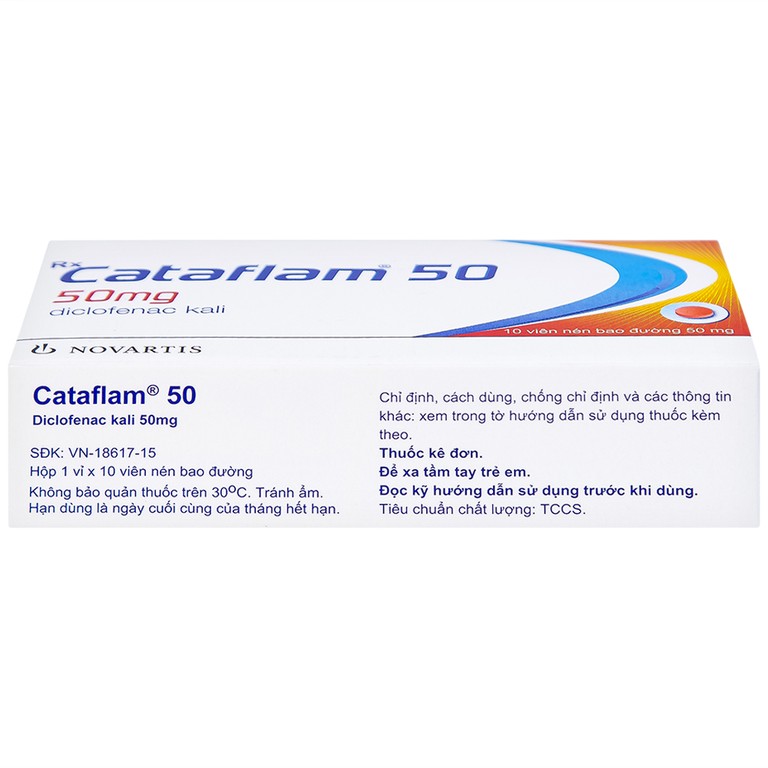 Thuốc Cataflam 50 Novartis điều trị đau sau chấn thương, viêm và sưng do bong gân (1 vỉ x 10 viên)