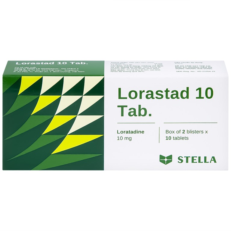 Viên nén Lorastad 10 Tab Stella giảm viêm mũi và mày đay mạn tính (2 vỉ x 10 viên)
