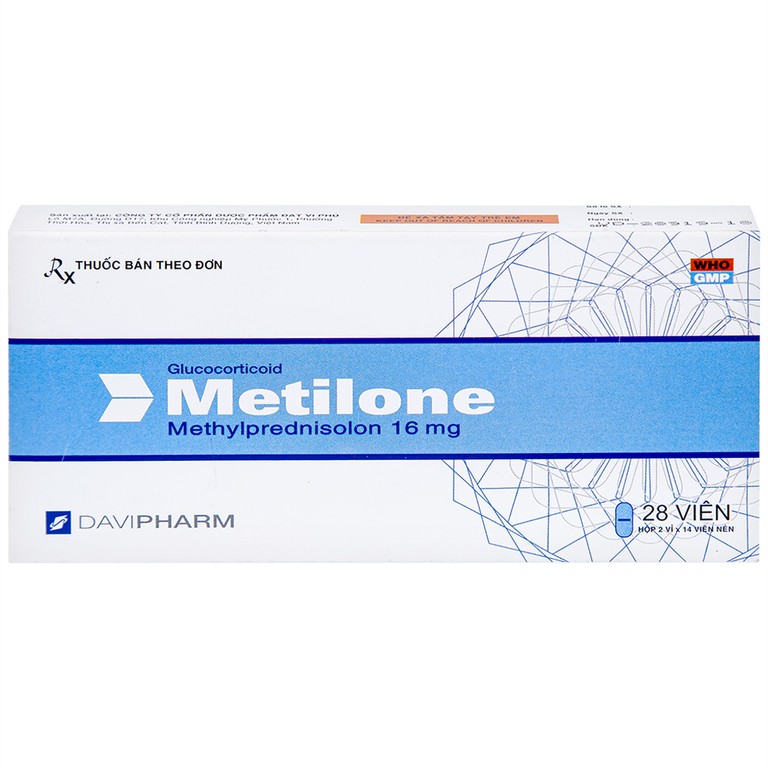 Thuốc Metilone 16mg DaViPharm kháng viêm, rối loạn nội tiết, viêm khớp (2 vỉ x 14 viên)