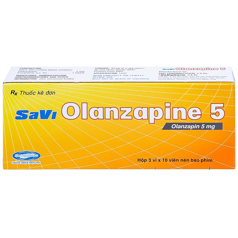 Thuốc Savi Olanzapine 5 điều trị bệnh tâm thần phân liệt (3 vỉ x 10 viên) 
