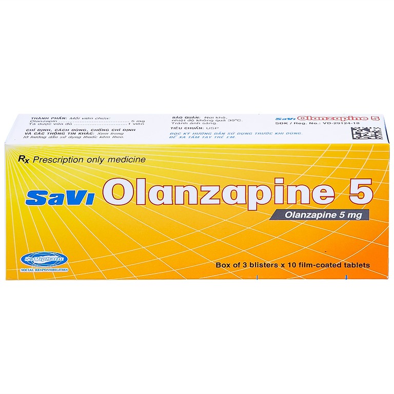 Thuốc Savi Olanzapine 5 điều trị bệnh tâm thần phân liệt (3 vỉ x 10 viên) 