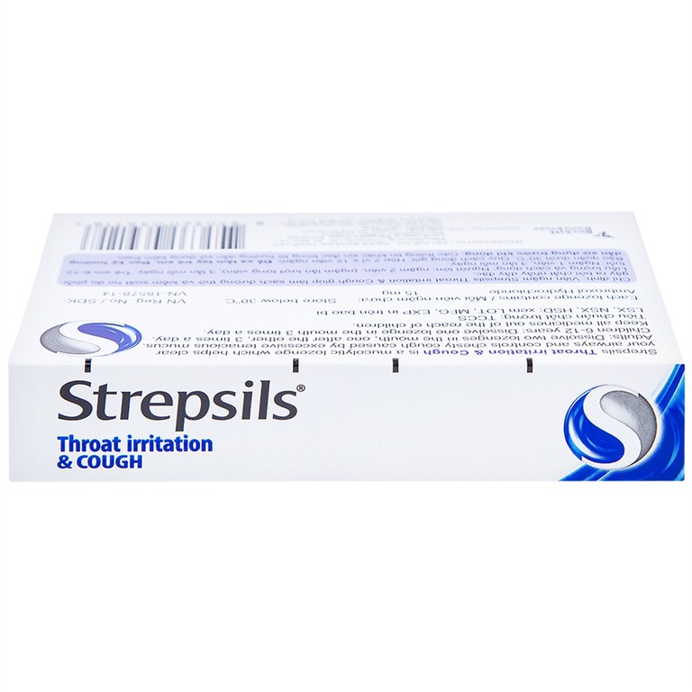 Viên ngậm Strepsils Throat Irritation & Cough Reckitt Benckiser giúp làm sạch đường thở và kiểm soát ho (2 vỉ x 12 viên)