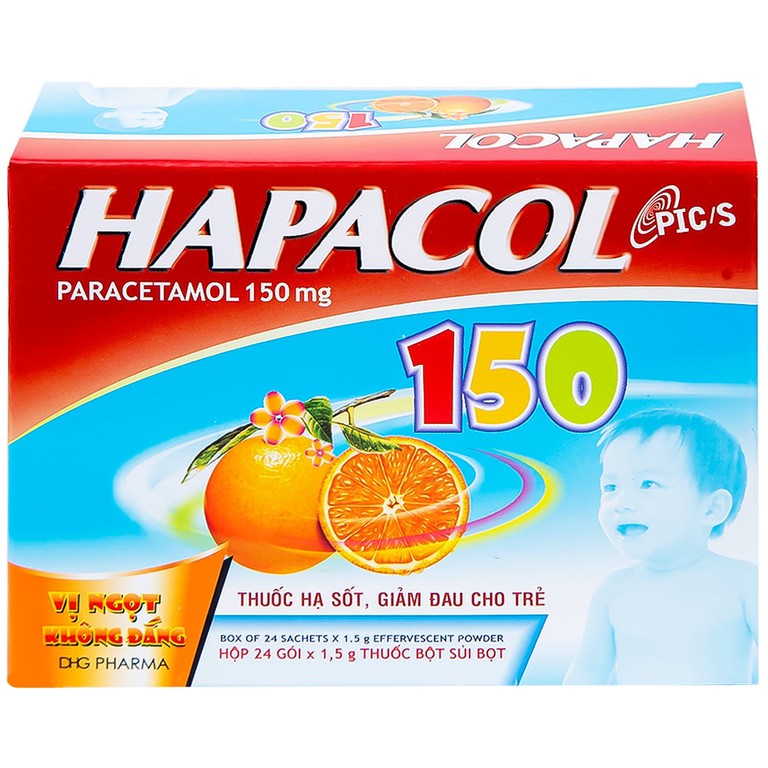 Bột Hapacol 150 DHG giảm đau, hạ sốt (24 gói)