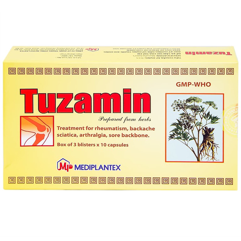 Thuốc Tuzamin Mediplantex hỗ trợ điều trị phong thấp, đau lưng (3 vỉ x 10 viên) 