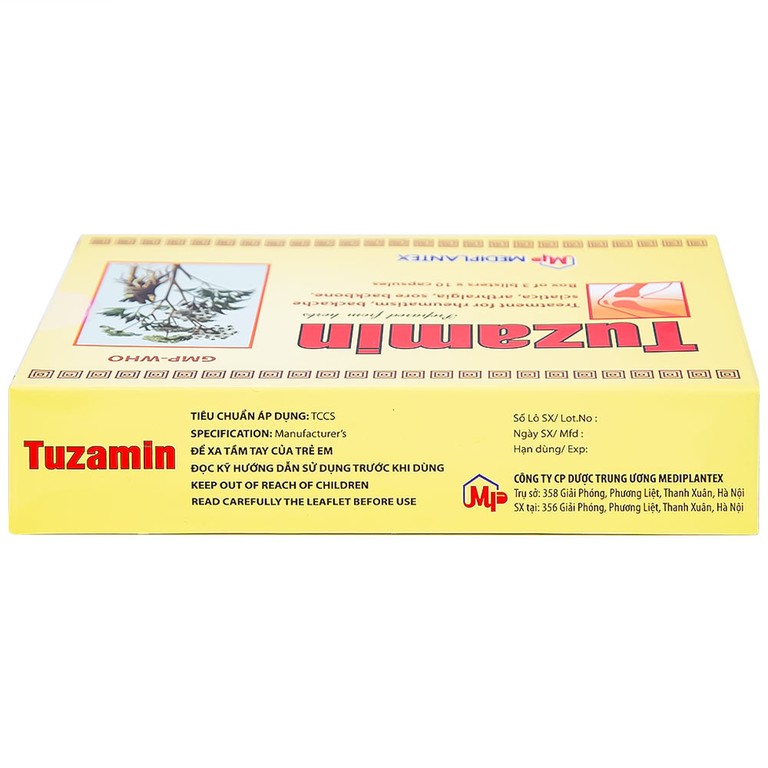 Thuốc Tuzamin Mediplantex hỗ trợ điều trị phong thấp, đau lưng (3 vỉ x 10 viên) 