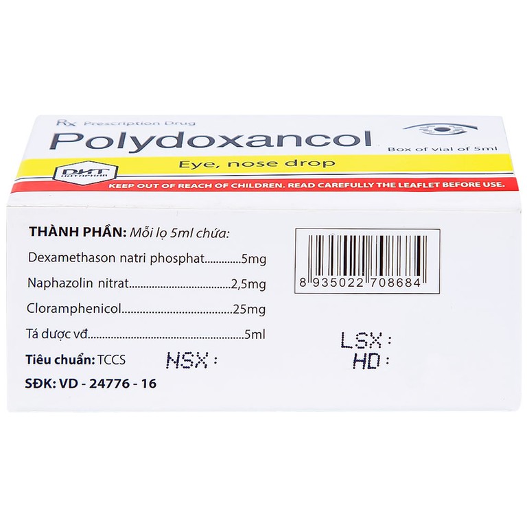 Thuốc nhỏ mắt, mũi Polydoxancol Hataphar điều trị viêm nhiễm mắt và mũi (5ml)