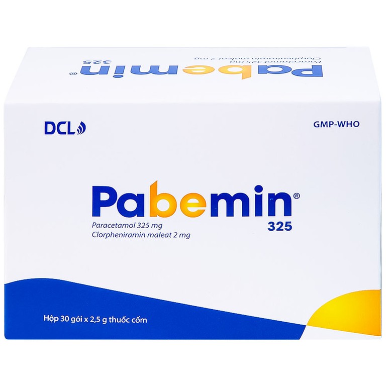 Cốm Pabemin 325 Pharimexco điều trị sốt từ nhẹ đến vừa, cảm lạnh, ho, sổ mũi (30 gói)