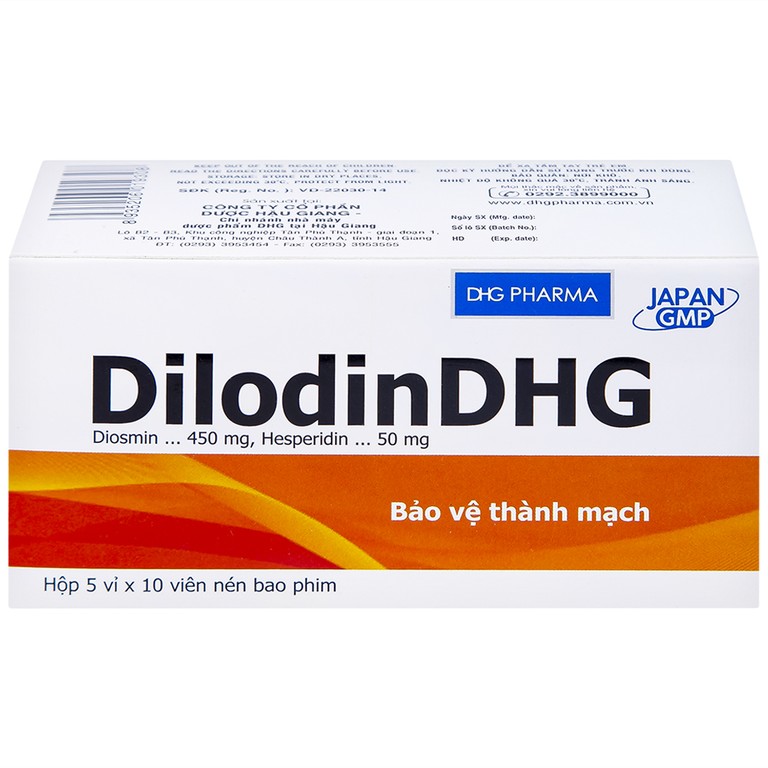 Thuốc DilodinDHG điều trị các triệu chứng liên quan đến cơn trĩ cấp và bệnh trĩ mạn (5 vỉ x 10 viên)
