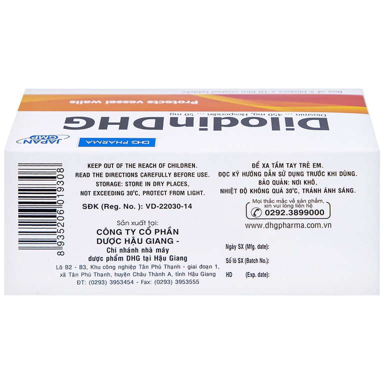 Thuốc DilodinDHG điều trị các triệu chứng liên quan đến cơn trĩ cấp và bệnh trĩ mạn (5 vỉ x 10 viên)