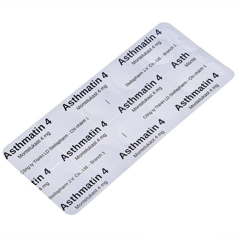 Viên nhai Asthmatin 4 Stella phòng và điều trị hen suyễn, giảm viêm mũi dị ứng (3 vỉ x 10 viên)