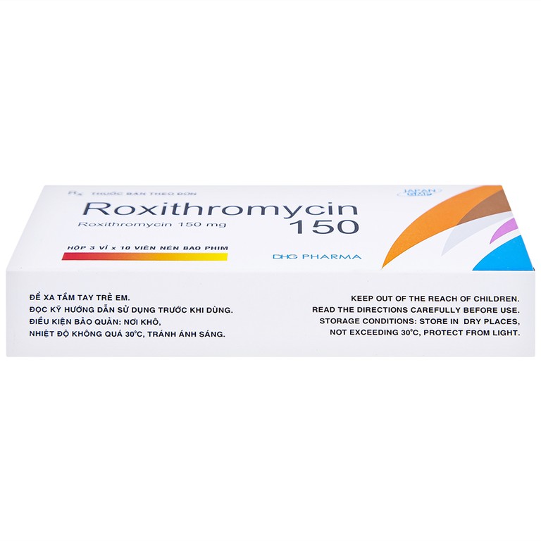 Thuốc Roxithromycin 150 DHG điều trị các loại nhiễm khuẩn, bệnh bạch hầu, ho gà (3 vỉ x 10 viên)
