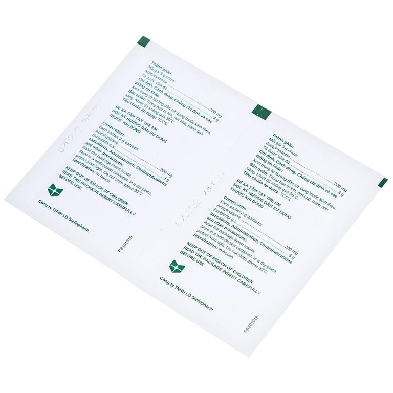 Cốm pha dung dịch uống Stacytine 200 GRA Stella tiêu nhầy, long đờm (20 gói)