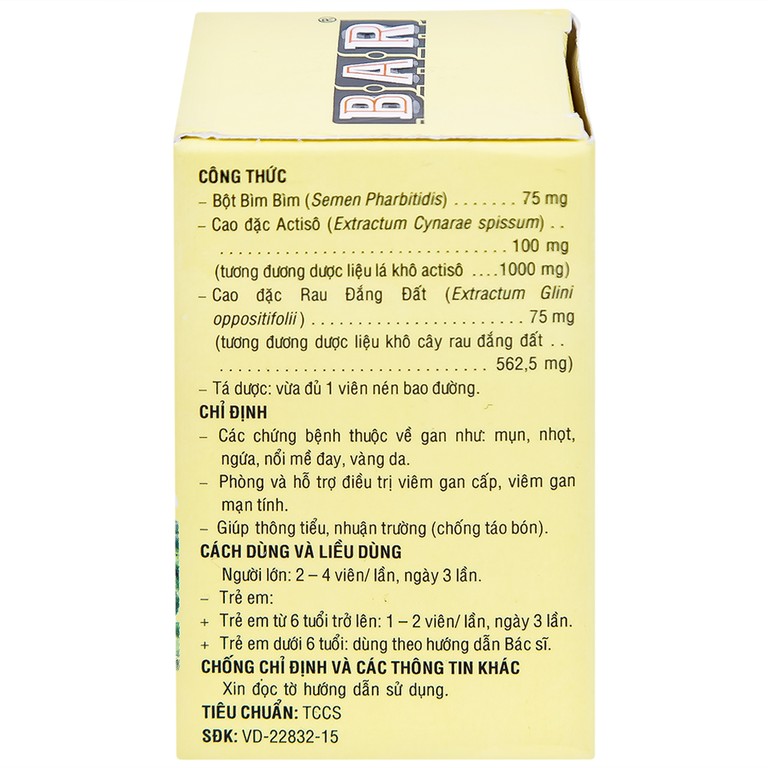 Thuốc lợi gan mật Bar Pharmedic điều trị các bệnh về gan (60 viên)