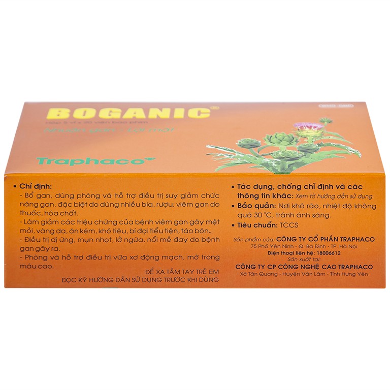Thuốc Boganic Traphaco bổ gan, hỗ trợ điều trị suy giảm chức năng gan (5 vỉ x 20 viên)