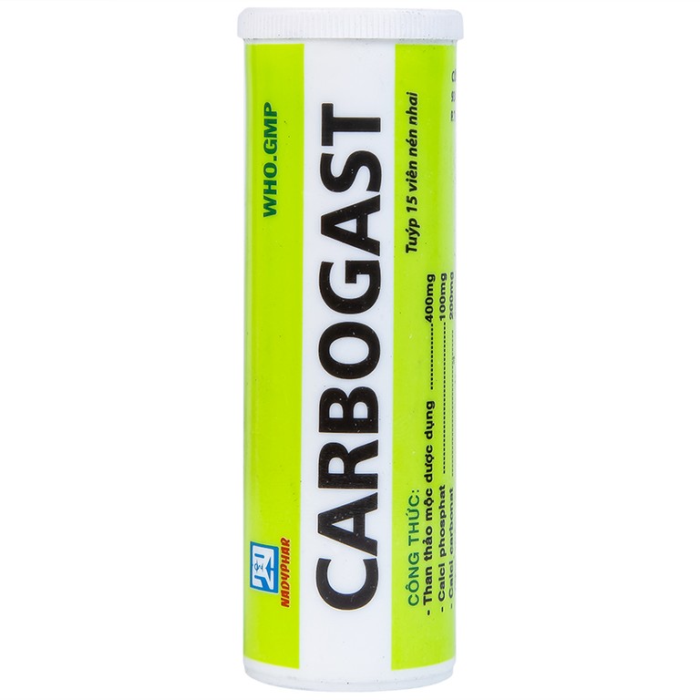 Viên nhai Carbogast Nadyphar điều trị bệnh dạ dày và đường ruột, di chứng của kiết lỵ (2 tuýp x 15 viên) 