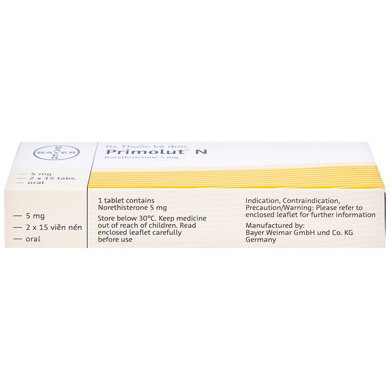 Thuốc Primolut N Bayer điều trị xuất huyết do rối loạn chức năng, vô kinh (2 vỉ x 15 viên)