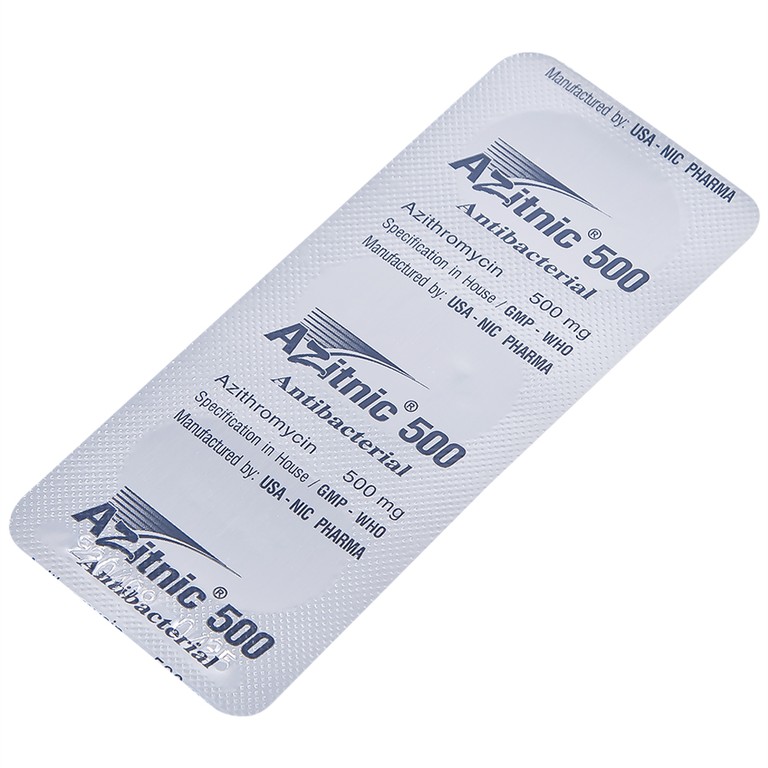 Thuốc Azitnic 500 USA - NIC Pharma điều trị nhiễm khuẩn (6 viên)