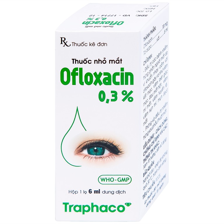 Thuốc nhỏ mắt Ofloxacin 0,3% Traphaco điều trị nhiễm trùng mắt, viêm kết mạc (6ml)