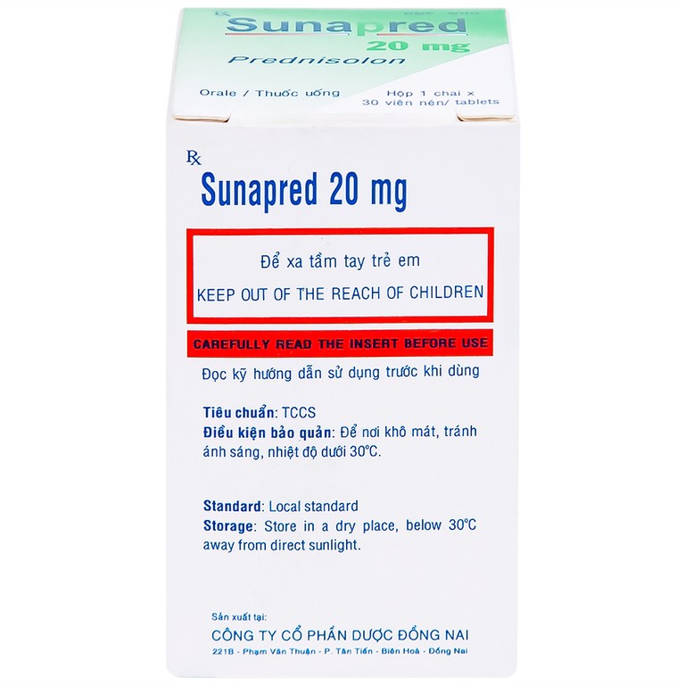 Thuốc Sunapred 20mg Donaipharm chống viêm, chống dị ứng (30 viên) 
