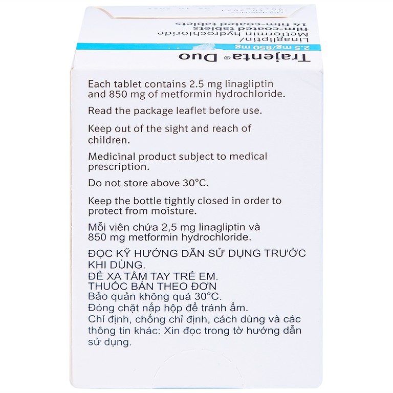Thuốc Trajenta Duo 2.5mg/850mg Boehringer điều trị đái tháo đường típ 2 (14 viên)