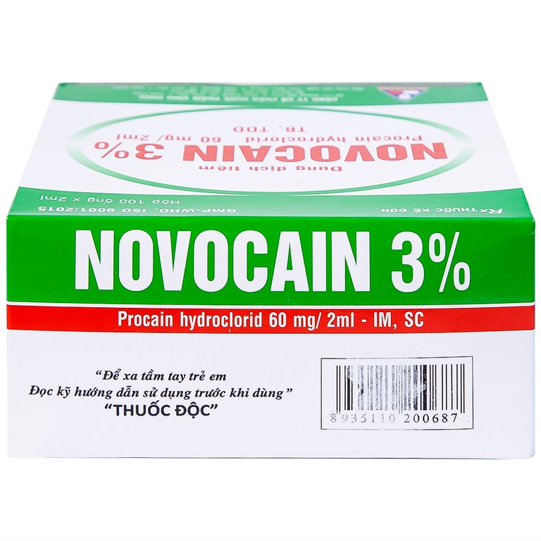 Dung dịch tiêm Novocain 3% Vinphaco gây tê tiêm thấm, gây tê vùng, gây tê tủy sống (100 ống x 2ml) 