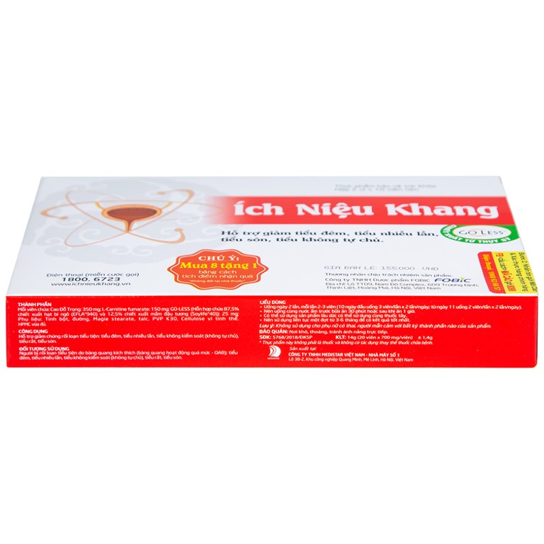 Viên uống Ích Niệu Khang Medistar hỗ trợ giảm tiểu đêm, tiểu nhiều lần (2 vỉ x 10 viên)