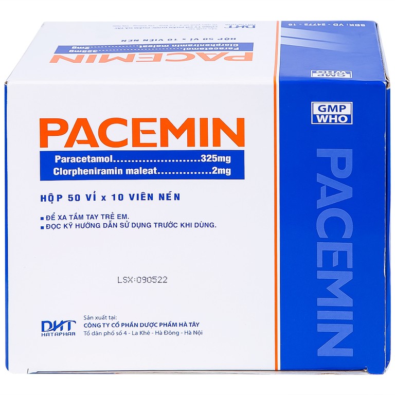 Viên nén Pacemin Hataphar điều trị triệu chứng đau đầu, sổ mũi, hắt hơi, giảm đau nhẹ (50 vỉ x 10 viên)