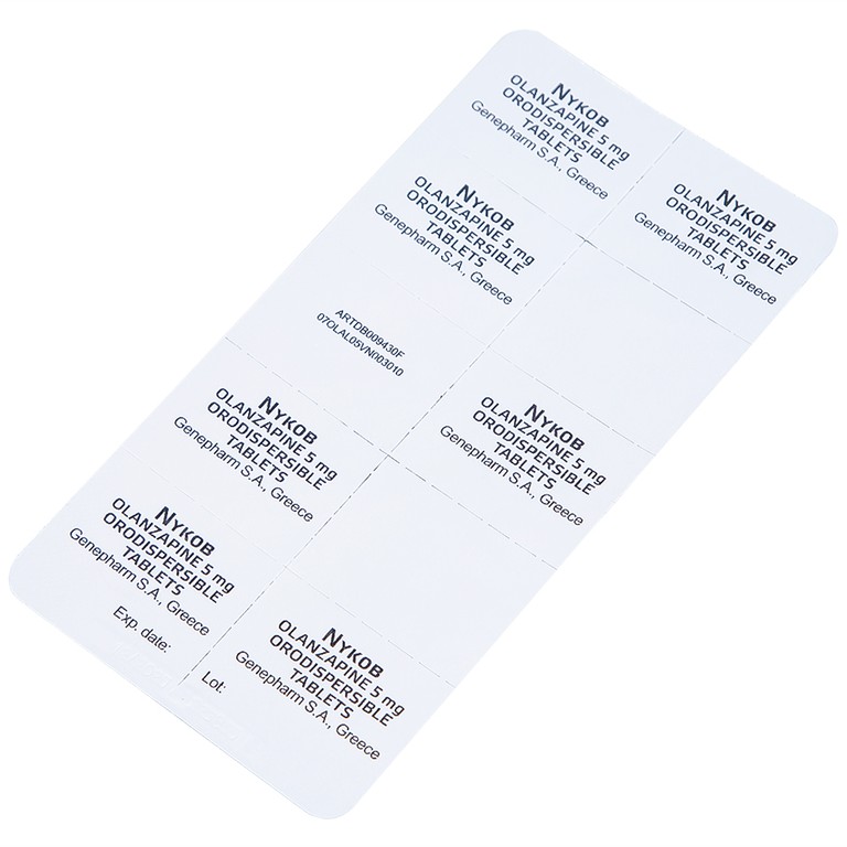 Viên nén Nykob 5mg Genepharm SA điều trị tâm thần phân liệt (4 vỉ x 7 viên)