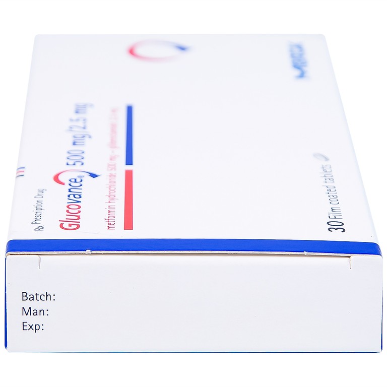 Thuốc Glucovance 500mg/2.5 mg Merck điều trị tiểu đường típ 2 (2 vỉ x 15 viên)