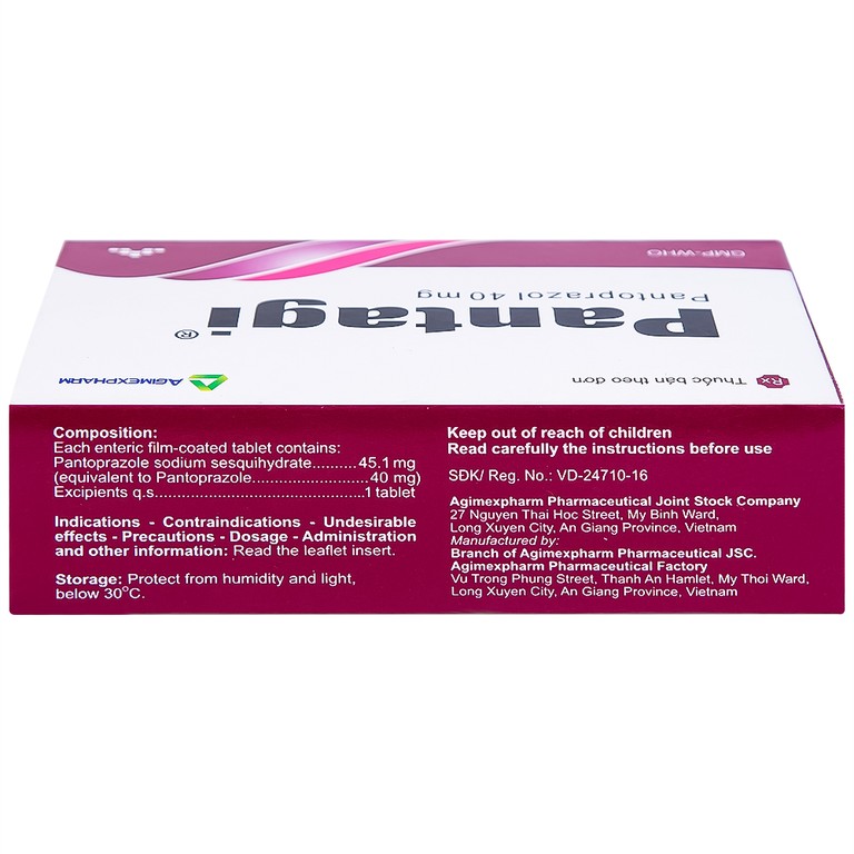 Viên nén Pantagi 40mg Agimexpharm điều trị loét dạ dày - tá tràng (3 vỉ x 10 viên)