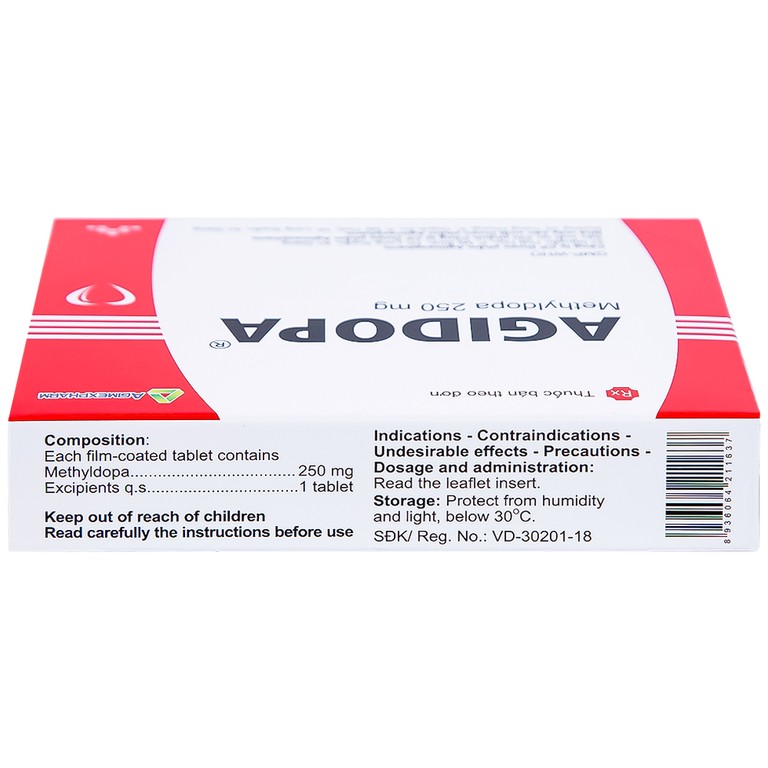 Thuốc Agidopa Agimexpharm điều trị tăng huyết áp (2 vỉ x 10 viên)