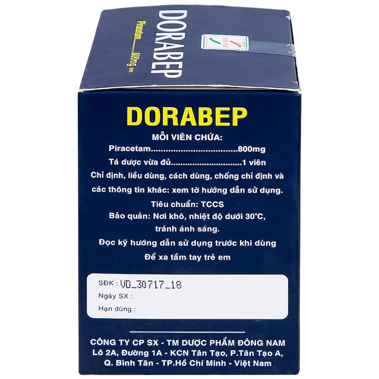 Thuốc Dorabep 800mg Đông Nam điều trị triệu chứng chóng mặt (10 vỉ x 10 viên)