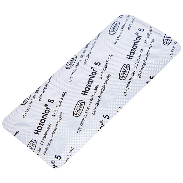 Thuốc Hasanlor 5 Hasan điều trị tăng huyết áp, đau thắt ngực (10 vỉ x 10 viên)