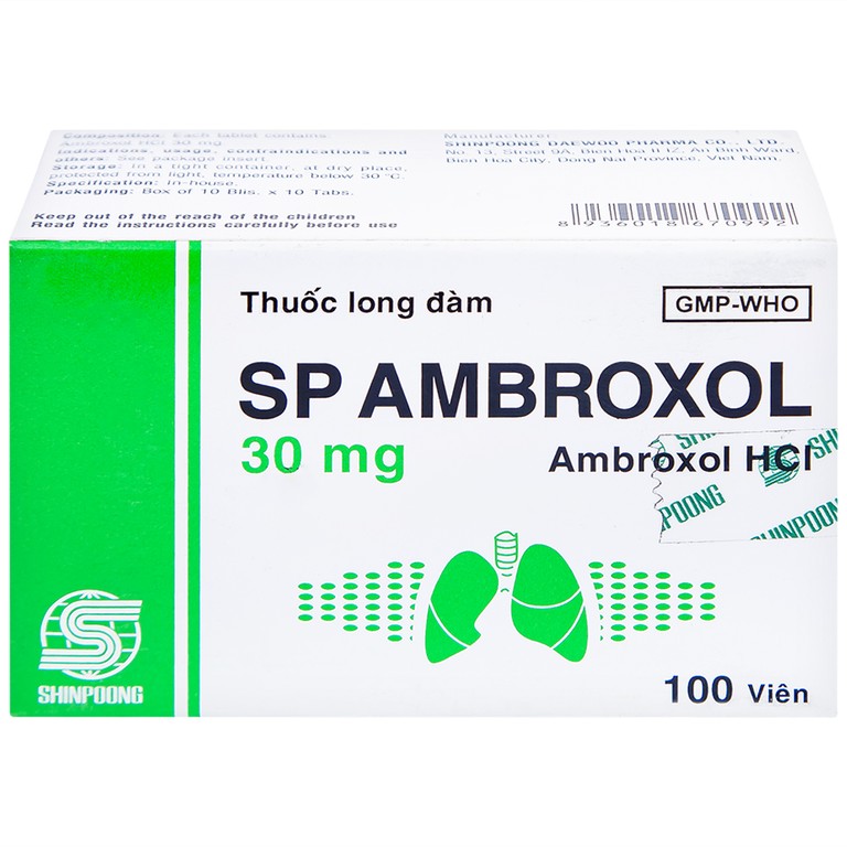 Thuốc SP Ambroxol 30mg điều trị các bệnh cấp và mạn tính ở đường hô hấp (10 vỉ x 10 viên)
