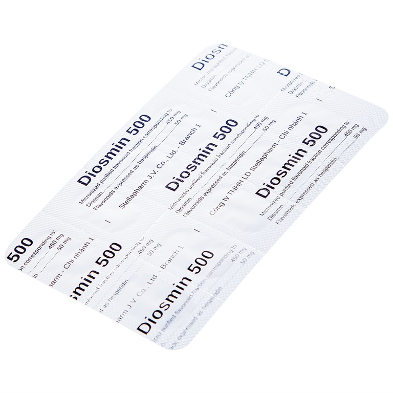 Thuốc Diosmin 500 Stella điều trị triệu chứng liên quan đến suy tĩnh mạch - mạch bạch huyết (6 vỉ x 10 viên)