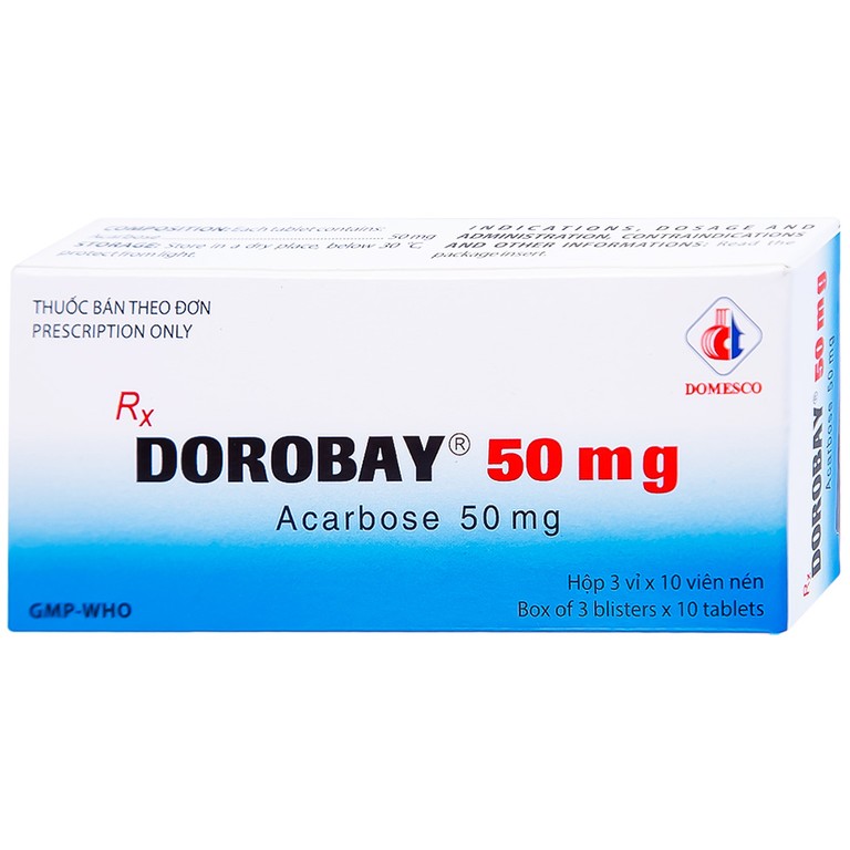 Thuốc Dorobay 50mg Domesco điều trị đái tháo đường típ 2 (3 vỉ x 10 viên)