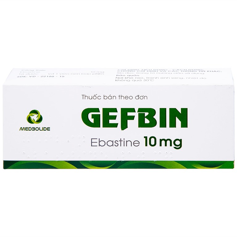 Thuốc Gefbin Medisun điều trị viêm mũi dị ứng, mề đay vô căn mạn tính (3 vỉ x 10 viên)