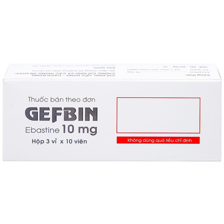 Thuốc Gefbin Medisun điều trị viêm mũi dị ứng, mề đay vô căn mạn tính (3 vỉ x 10 viên)