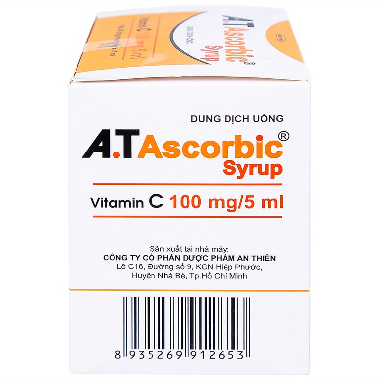 Siro A.T Ascorbic An Thiên bổ sung vitamin C, phòng và điều trị bệnh scorbut (30 ống x 10ml)
