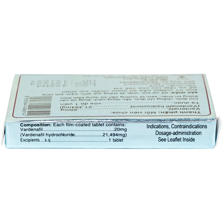 Thuốc Levina 20mg Cophavina điều trị rối loạn chức năng cương dương (1 vỉ x 4 viên)
