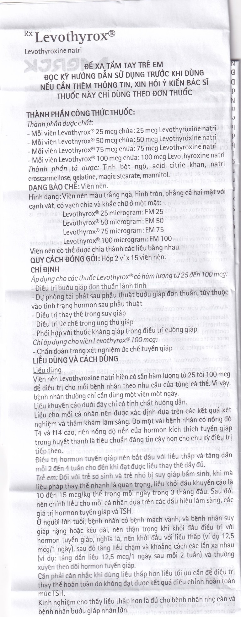 Thuốc Levothyrox 100µg Merck điều trị bướu giáp, suy giáp, ung thư giáp (2 vỉ x 15 viên)
